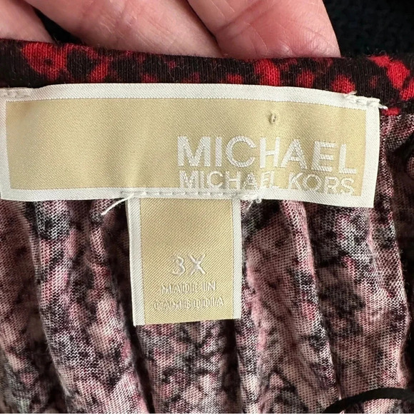 Michael Kors Size 3X Red Snake Print Pull Over Flare Sleeve classic snake print - Picture 3 of 9